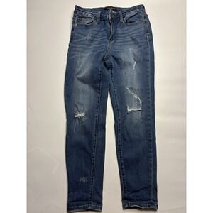 Judy Blue Relaxed Fit Jeans Dark Blue Cropped Slim Stretch Ladies Sz 29 (28x25)